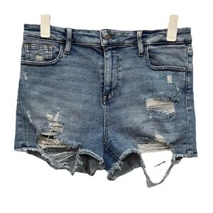 Guess Los Angeles Denim Shorts Women's Size 28 Distressed Cut Off 5 Pockets Zip